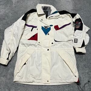 Helly Hansen Coat Womens Small Vintage Equipe Ski Jacket Waterproof Tech White *